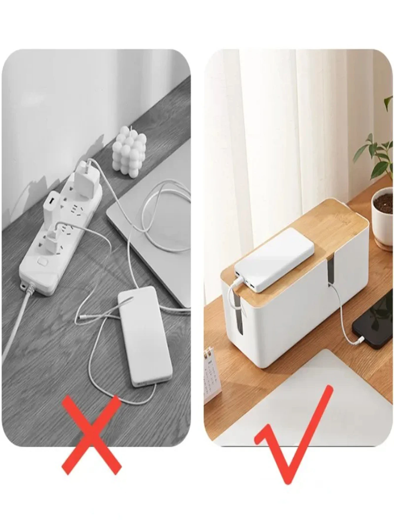 나무 케이블 보관함 전력선 와이어 관리 정리함 충전기 소켓, 네트워크 라인 보관 컨테이너, 사무실 가제트