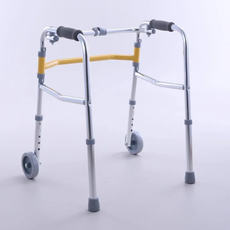 Children's Aluminum Walker Lower Limb Rehabilitation Walker with Wheels Adjustable Training Standing Frame Easy Folding Walker 2