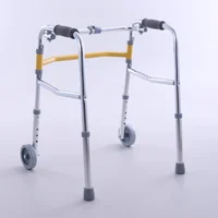 Children's Aluminum Walker Lower Limb Rehabilitation Walker with Wheels Adjustable Training Standing Frame Easy Folding Walker 2