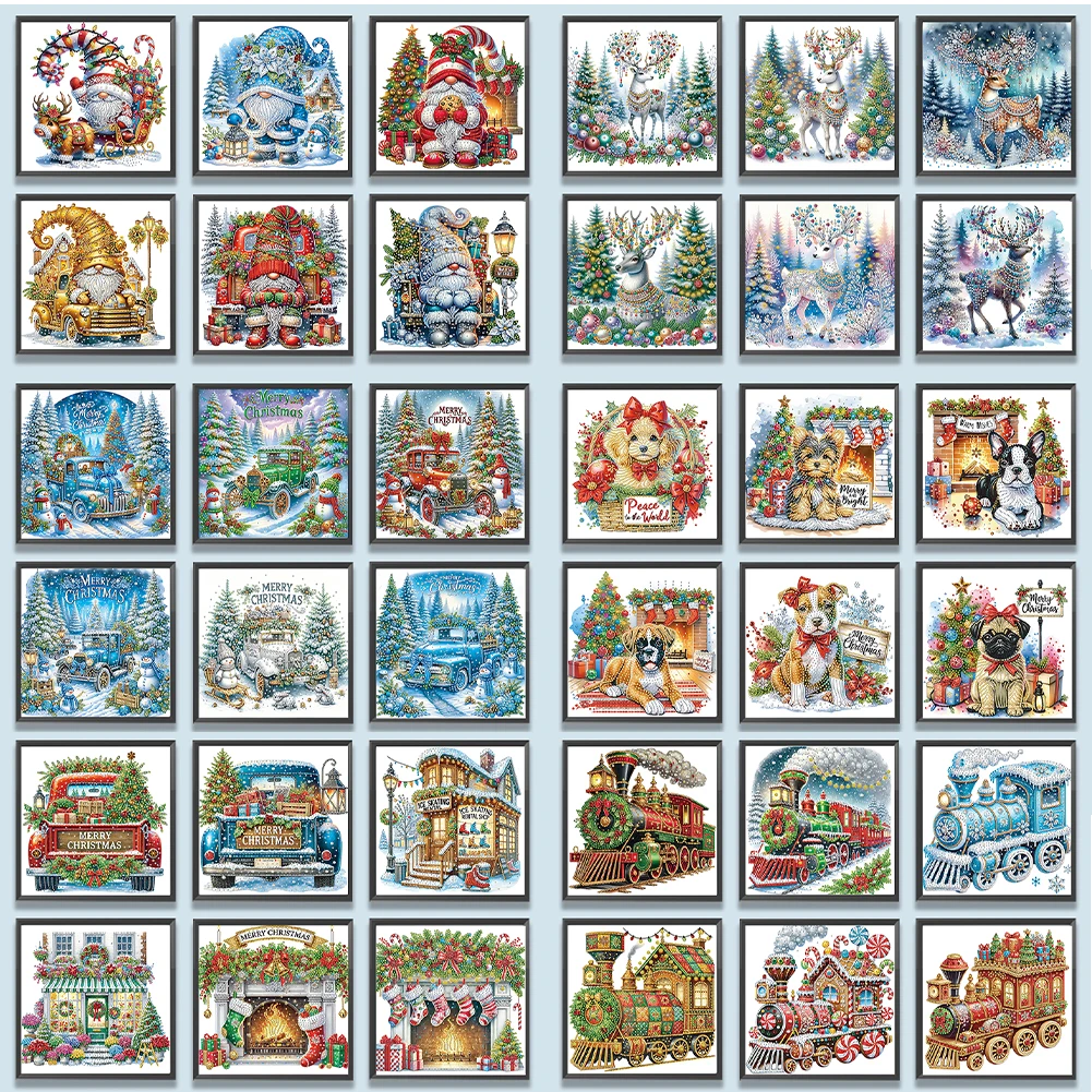 6pcs Partial Drill DIY 5D Diamond Art Painting Kits Special Shape 30x30cm Crystal Rhinestone Paintings for Home Wall Decor