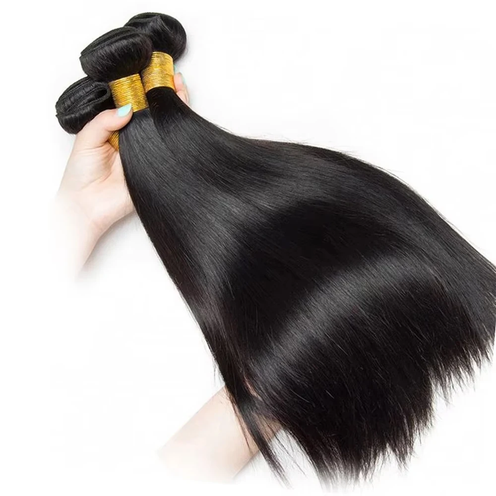 Human Hair Bundles Bundles Straight Human Hair Weave Remy Extension Natural Black 1/3/4 Pcs 10-40 Inches