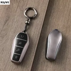 Premium Car Key Cover Shell with Full Protection - Auto Accessories (Grey with keychain)