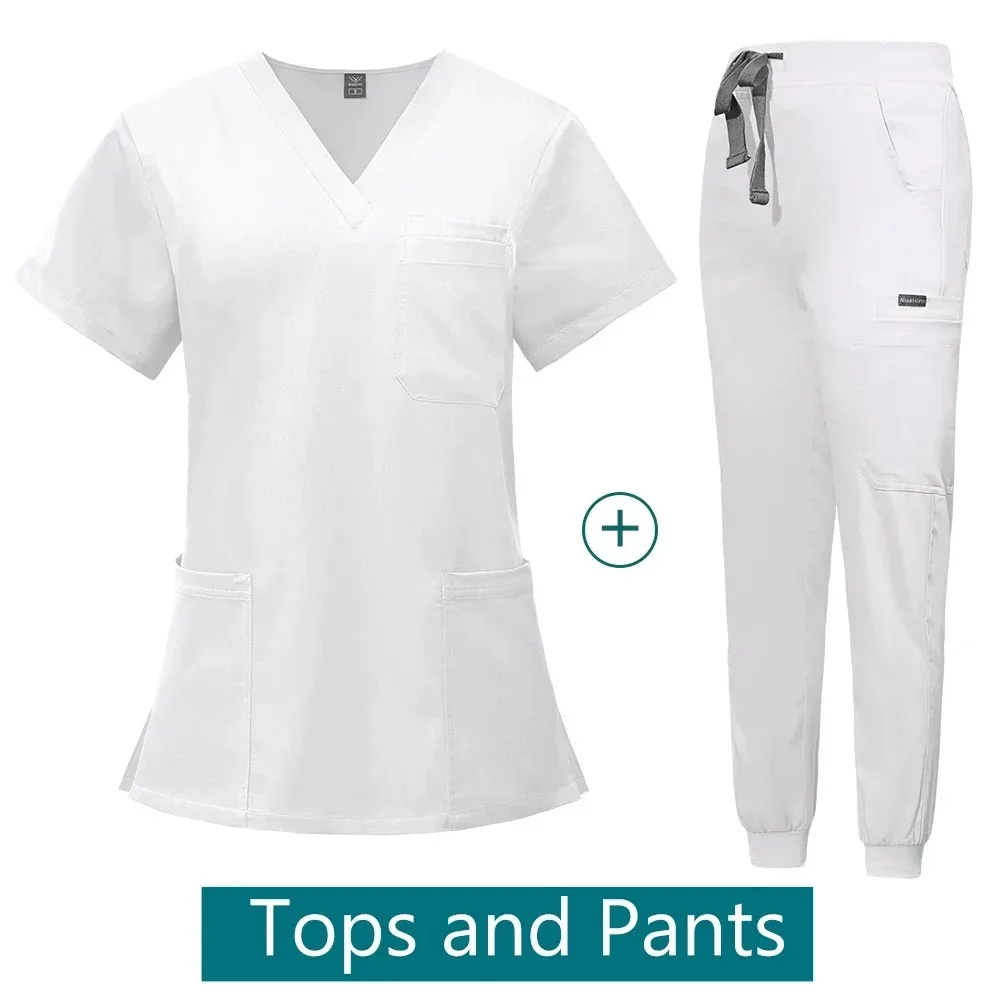 Women's Multicolor Medical Scrub Set - V-neck Top & Jogger Pants