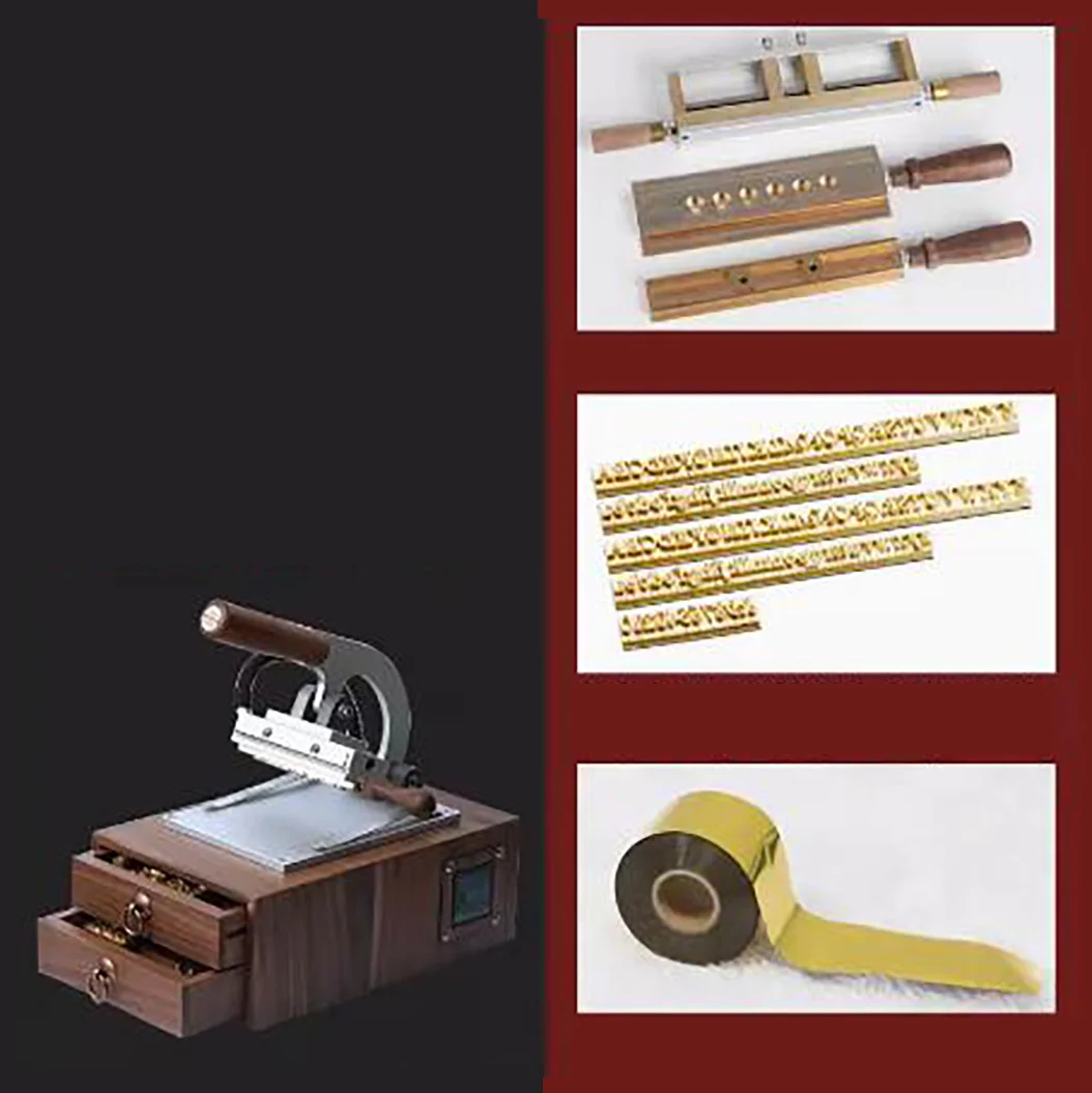 

110-220V Box Type Hot Stamping Machine Handmade Leather Goods LOGO Trademark Walnut Drawer Multifunctional Hot Stamping Machine