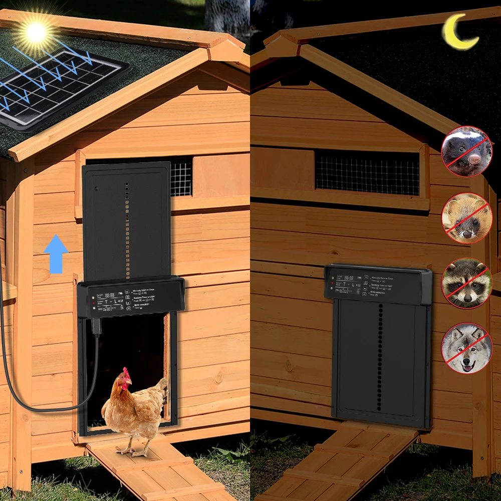 Automatic chicken coop door, solar aluminum chicken coop door with timer and light sensor, all aluminum chicken coop door opener 2