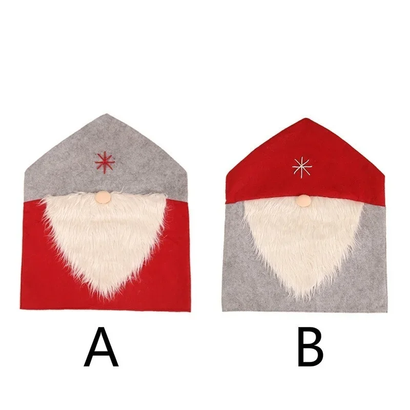 Santa Claus Red Hat Christmas Chair Cover Christmas Holiday Party Dinner Decoration Chair Cover Home Christmas Decor Chair Cover