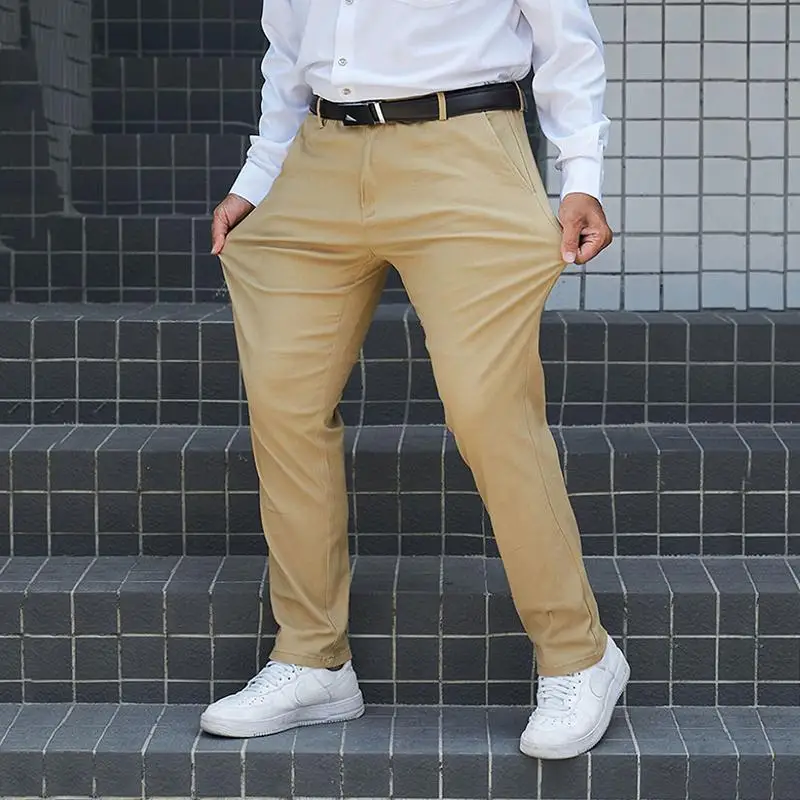 Fat Men Cotton Pants plus size casual trousers SIZE 30-50 black khaki pants stretch fabric 5