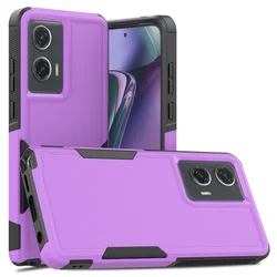 Dual-Layer Rugged Shockproof & Dust-Proof Protective Case - Heavy Duty Armor Design for Motorola Moto G Stylus 5G (2025) (Purple)