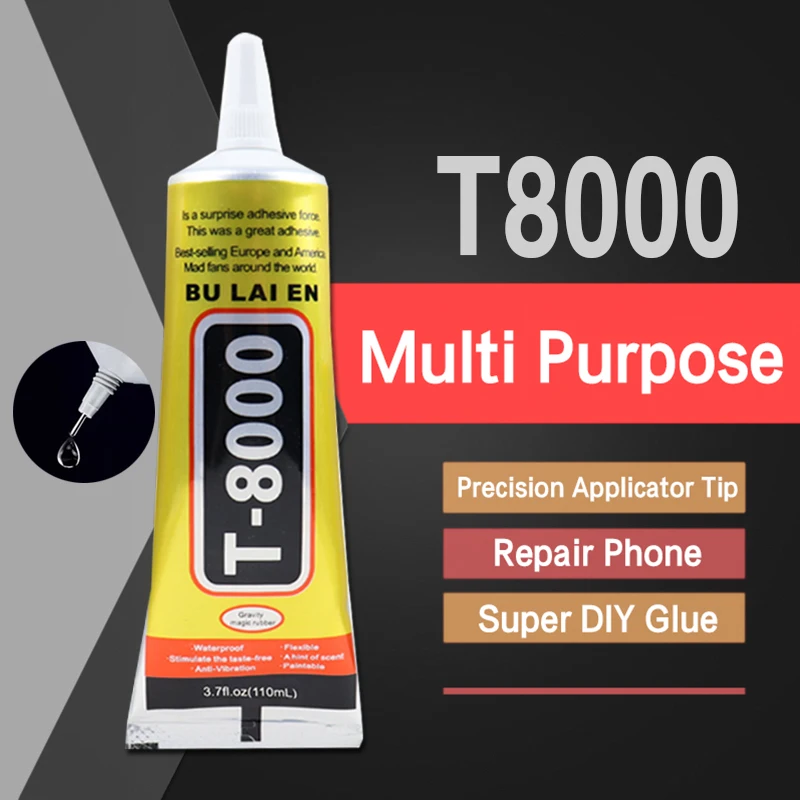 

110ML T8000 Multi Purpose Adhesive Repair Phone Back Cover Frame Screen DIY Fixed Strong Glue T-8000 Precision Applicator Tip