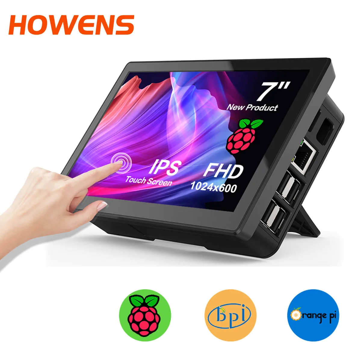7인치 터치스크린 1024x600 LCD 모니터 라즈베리 파이3 4 5 휴대용 보조 화면 HDMI 타입-C VESA 지원 노트북 모바일용