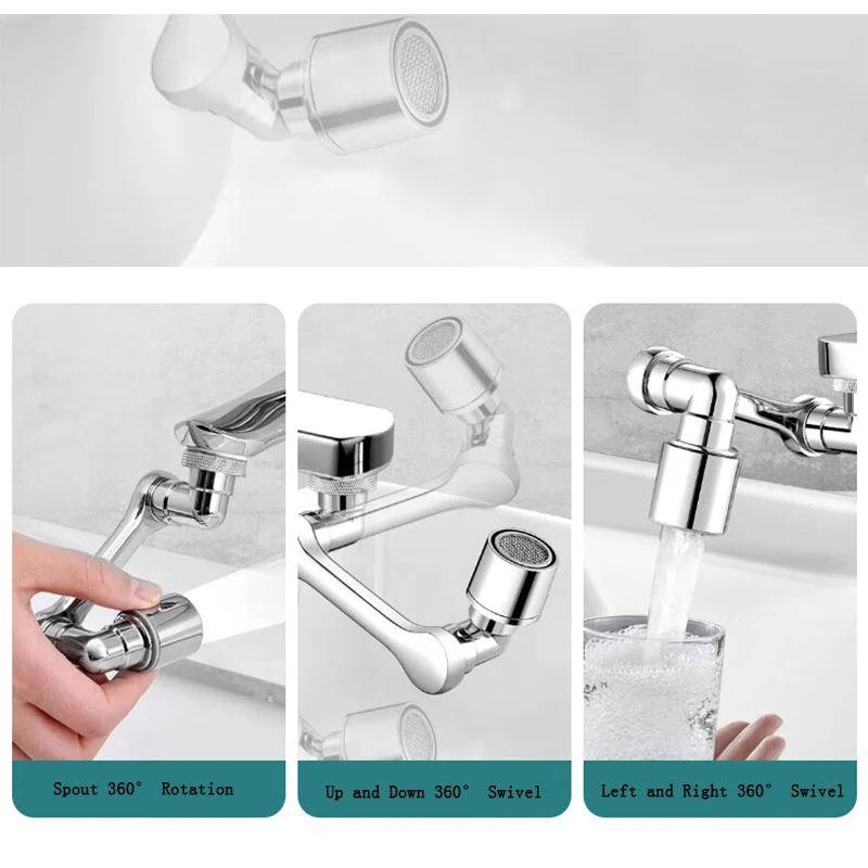 Rotatable Water tap nozzle 1080 Degree Dual mode stainless steel faucet extender For Kitchen Washbasin bathroom accessories 6