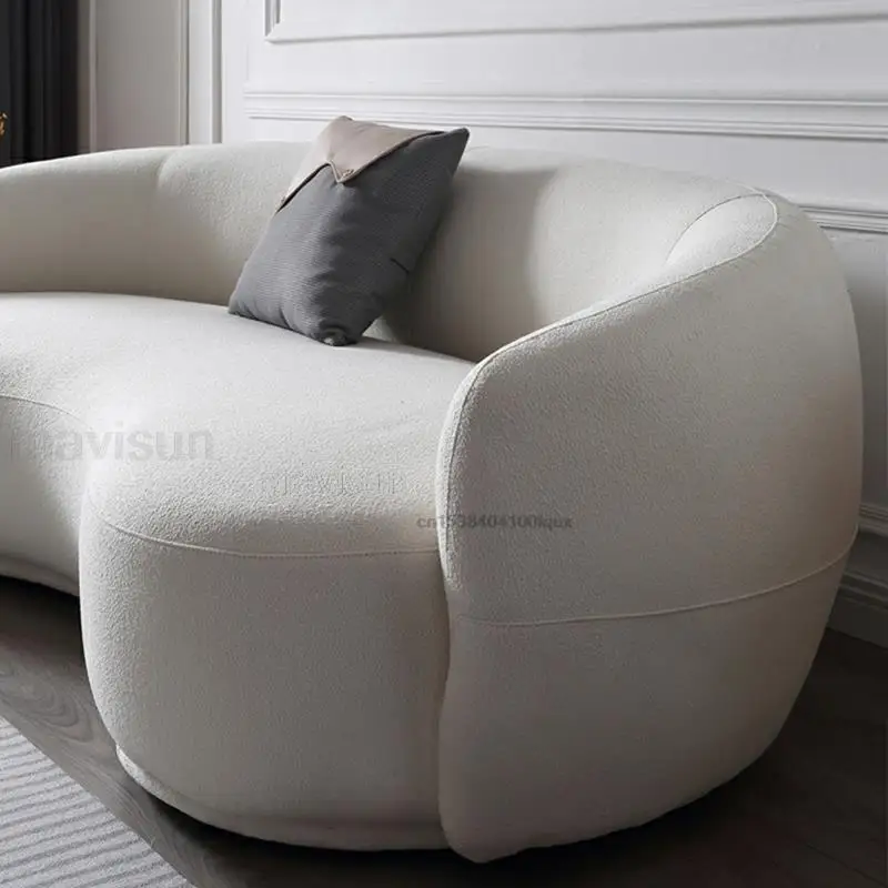 Italian Minimalist Lamb Velvet Curved Banana Small Apartment Net Red Three-Person Sofa Style Light Luxury Modern Lazy Hot Sale