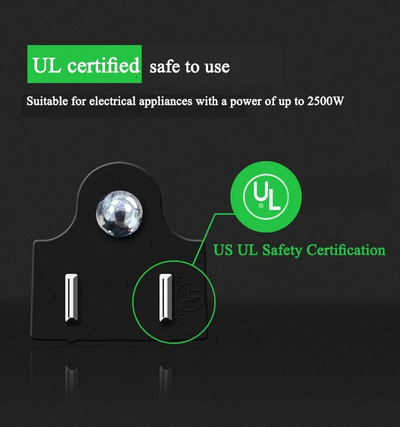 Power Cable 1M 1.5M 3M AC 110V~220V US 3-Prong Connector for PC Laptop Computer TV