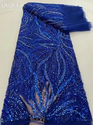 High-End High Quality Luxury French Embroidery Groom Lace Fabric African Nigerian With Sequins Fabric For Wedding Dress