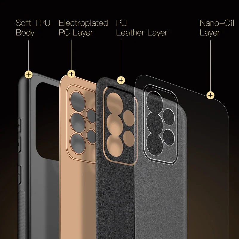 For Samsung Galaxy A72 4G 5G Case PU Leather+TPU Anti-Slip Camera