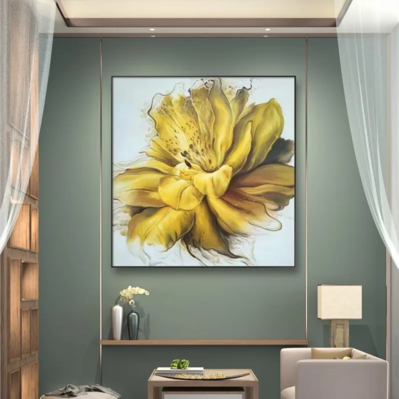 

Pure Hand Drawing Oil Painting Peony Abstract Decorative Nordic Flower Living Room Bedroom Slightly Luxury