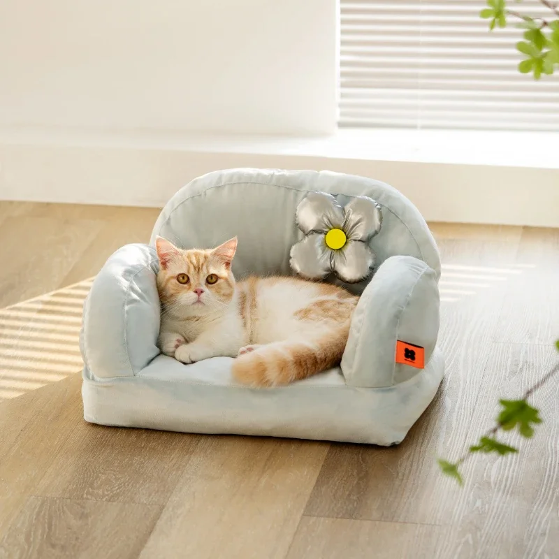 

Luxury Fur Summertime Pet Cat Nest Soft Sofa Modern Puppy Small Animal Kitten Dogs Bed Couch Cushion Bedding Indoor Kennel House