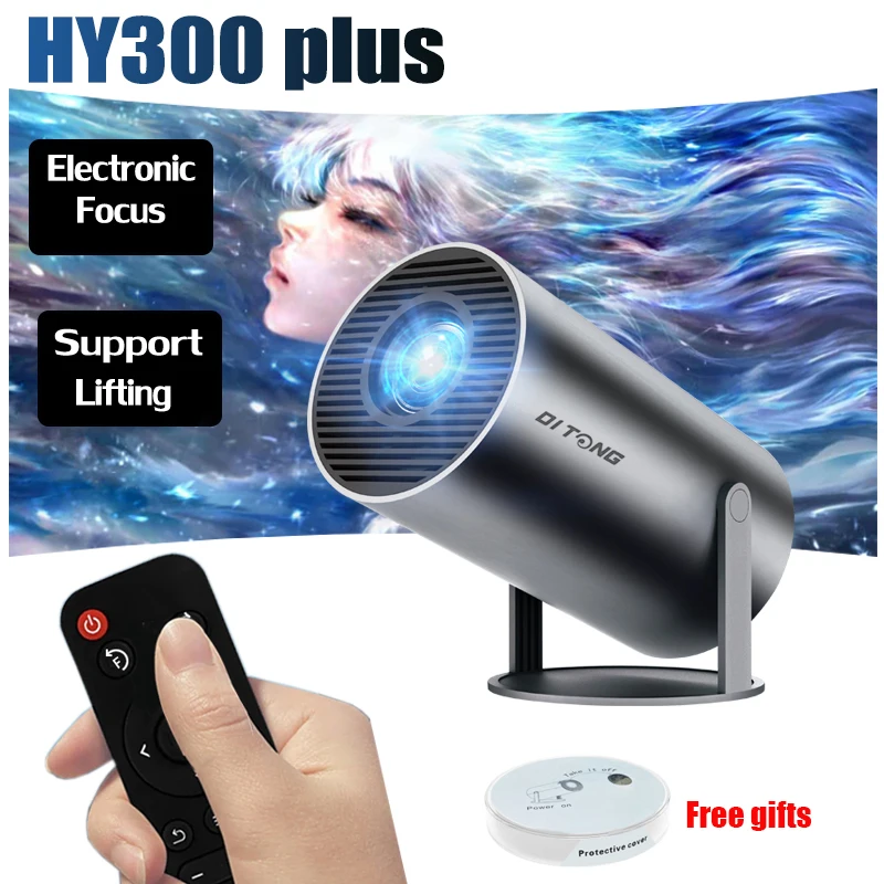 Portable Projector DITONG HY300 Plus HD 4K 1280x720P Android 11 Wifi6 LED Video Home Theater Cinema Phone mini Proyector Movie