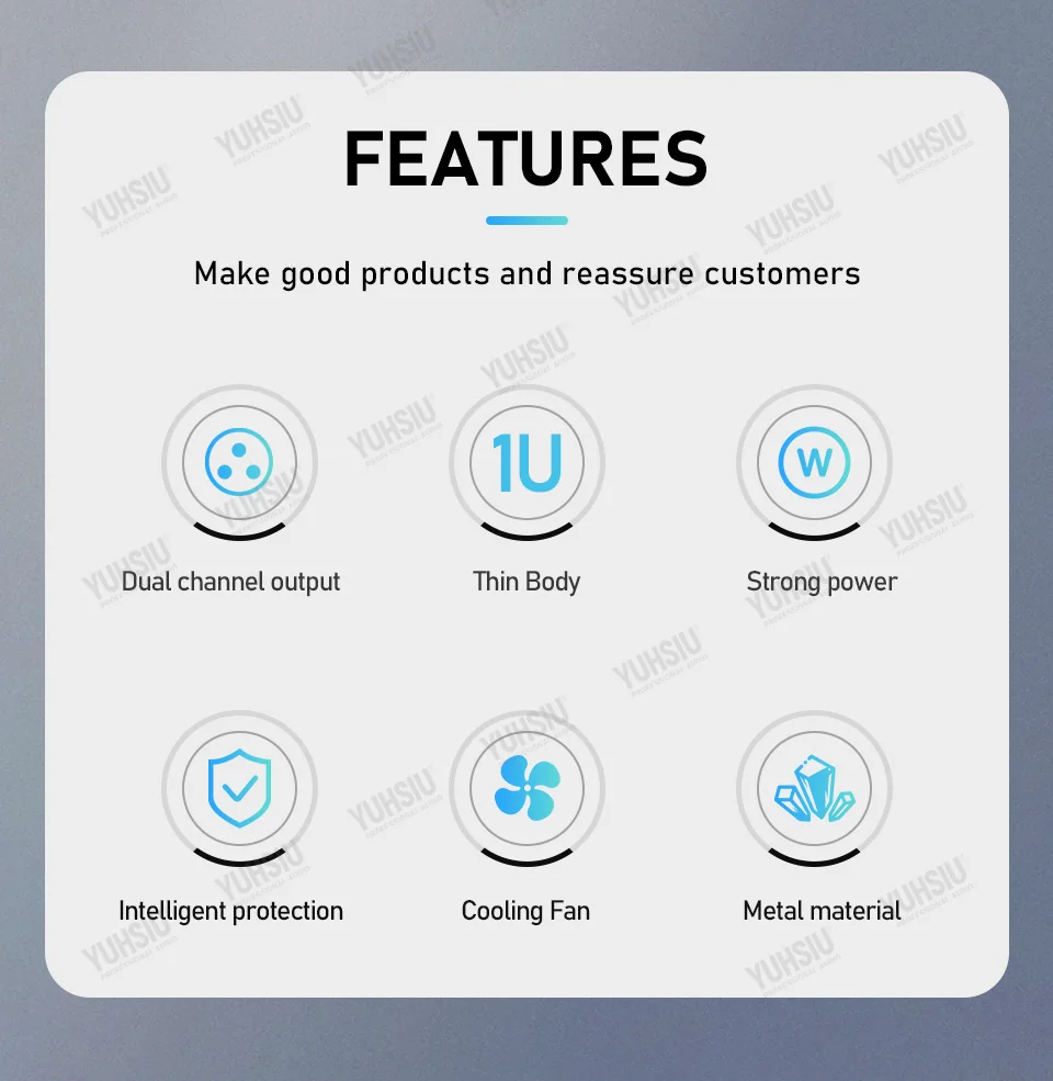 YUHSIU Professional Digital 1U Class D Hifi High Power Amplifier 650W 2/4 Channels for KTV Disco Stage Karaoke Audio Speaker AMP