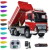Toys LESU 1/14 3-way RC Hydraulic Dumper Car Metal 6x6 DIY Finished Radio Control Dump Truck Light Sound Tipper For Boy THZH1863 1