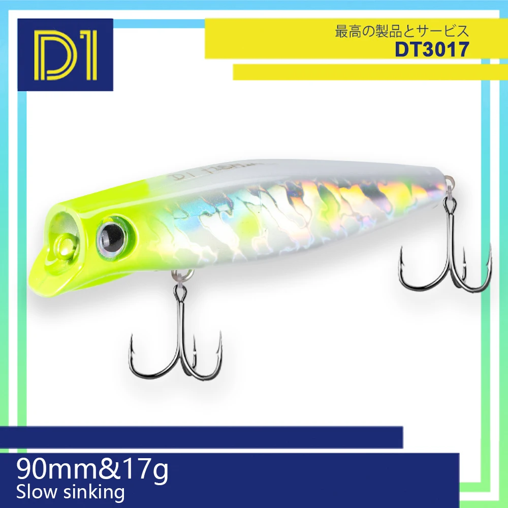 D1 Popper Angelköder, 90 mm, langsam sinkender Jerkbait, Kurbelköder, rollende Wobbler, Bleistift, harter künstlicher Köder, Bass, Pesca Tackle