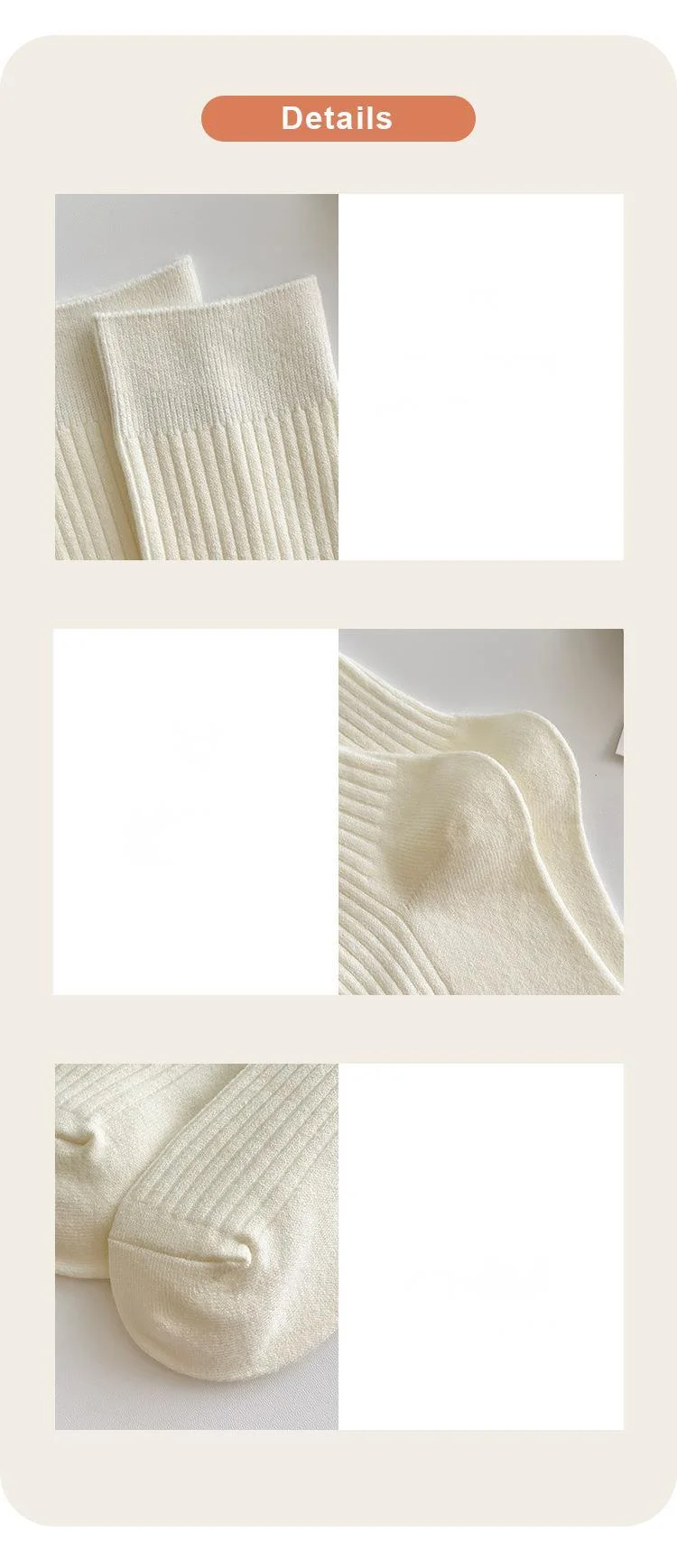 SP&CITY Herbst Winter Einfarbig Streifen Hohe Socken College Stil Casual Warme Wolle Waden Socken JK Academy Weibliche Kaschmir Socke – Detail 8