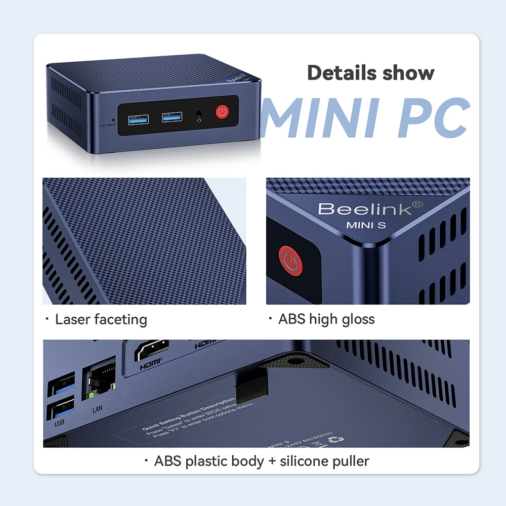 Beelink Mini S MINI S13 Intel 11th Gen N5095 Mini S12 Pro N95 N100 8GB 256GB 16G 500G 1000M WiFi5 Desktop Gaming PC Computer 4