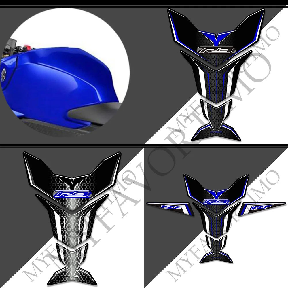 

Motorcycle Protector Tank Pad Stickers For YAMAHA YZF-R3 YZF R3 YZFR3 Decals Emblem Badge Logo Gas Fuel Oil Kit Knee