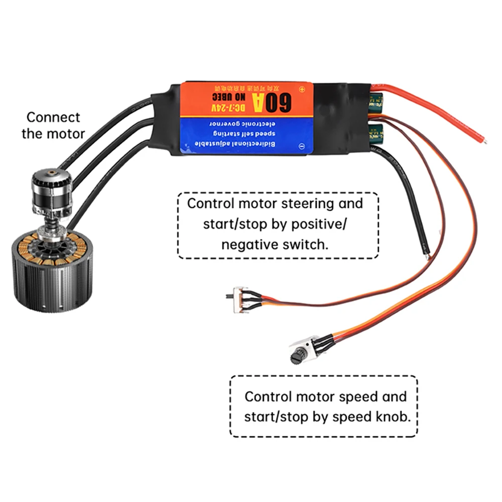 ESC Moteur Sans Balais 3-6S 60A pour Voiture Bateau