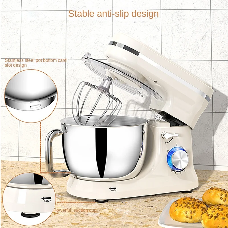 Household desktop electric egg beater,multi-functional small chef machine, automatic stainless steel mixing and kneading machine 6