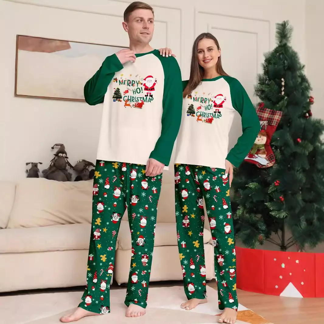 thumbnail image 4 of Conjunto navideño de pijamas familiares a juego, pijamas verdes para adultos, niños y bebés, pijamas de Año Nuevo, ropa de dormir suave para el hogar, regalo de Navidad, conjunto de pijamas, 4 of 5