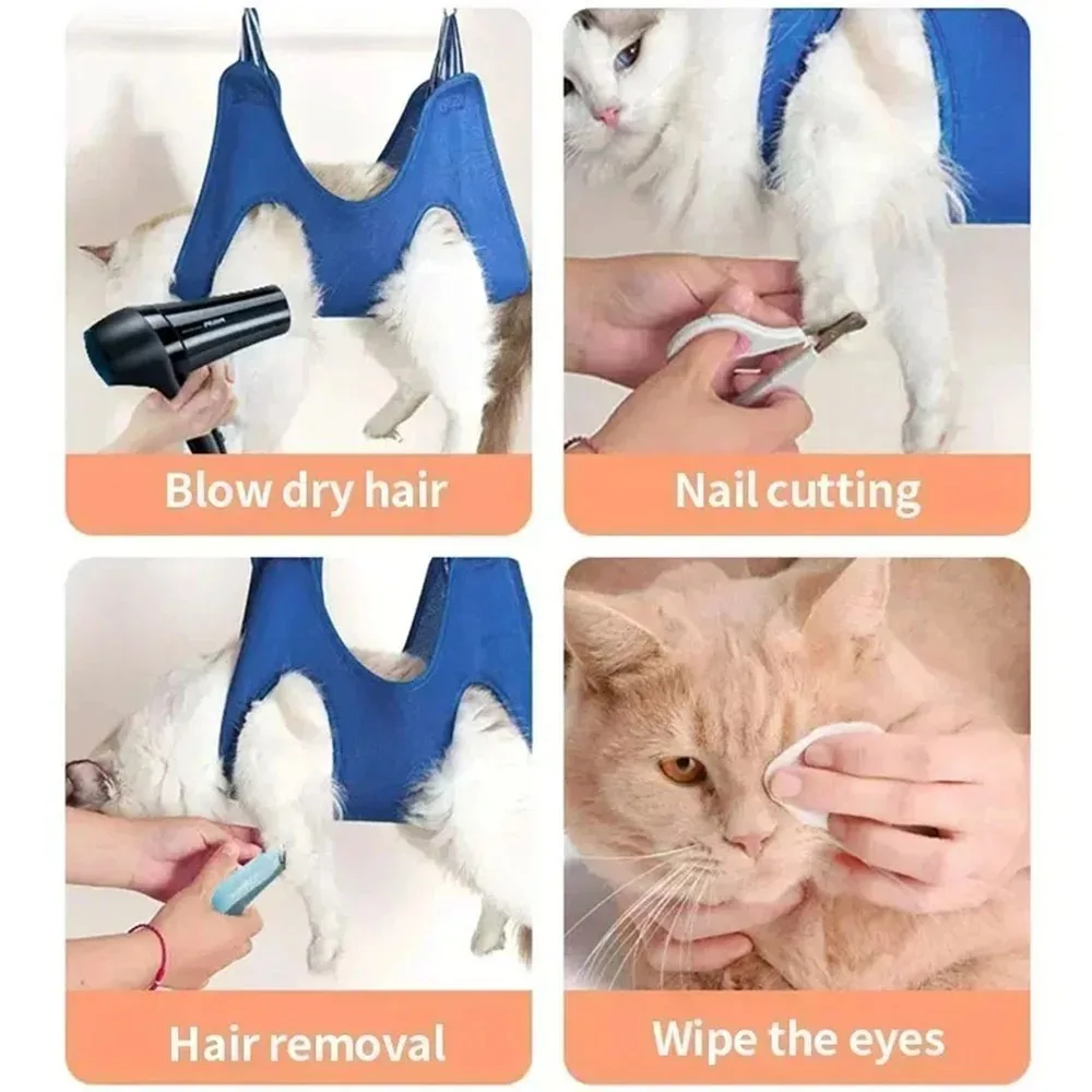 Pet Hammock Repairing Nail Auxiliary Holder Cat Dog Grooming Hammock Restraint Bag with 2 Hooks Cat Grooming Cleaning Holder 5