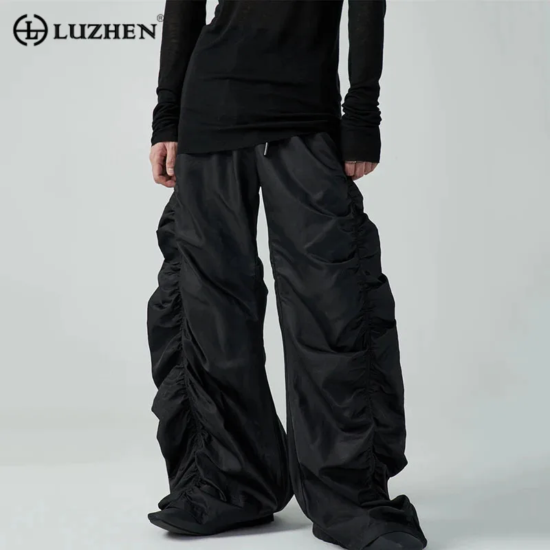 

LUZHEN Pants Personality High Straight Casual Fashion Street Loose Ruched Niche Design Men Solid Color Trousers 2023 New 828dc5