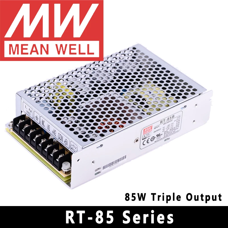 Mean Well 오리지널 트리플 출력 스위칭 전원 공급 장치, Mean Well RT-50 65 85/125 시리즈, AC DC 5V, 12V, 15 V, 24V