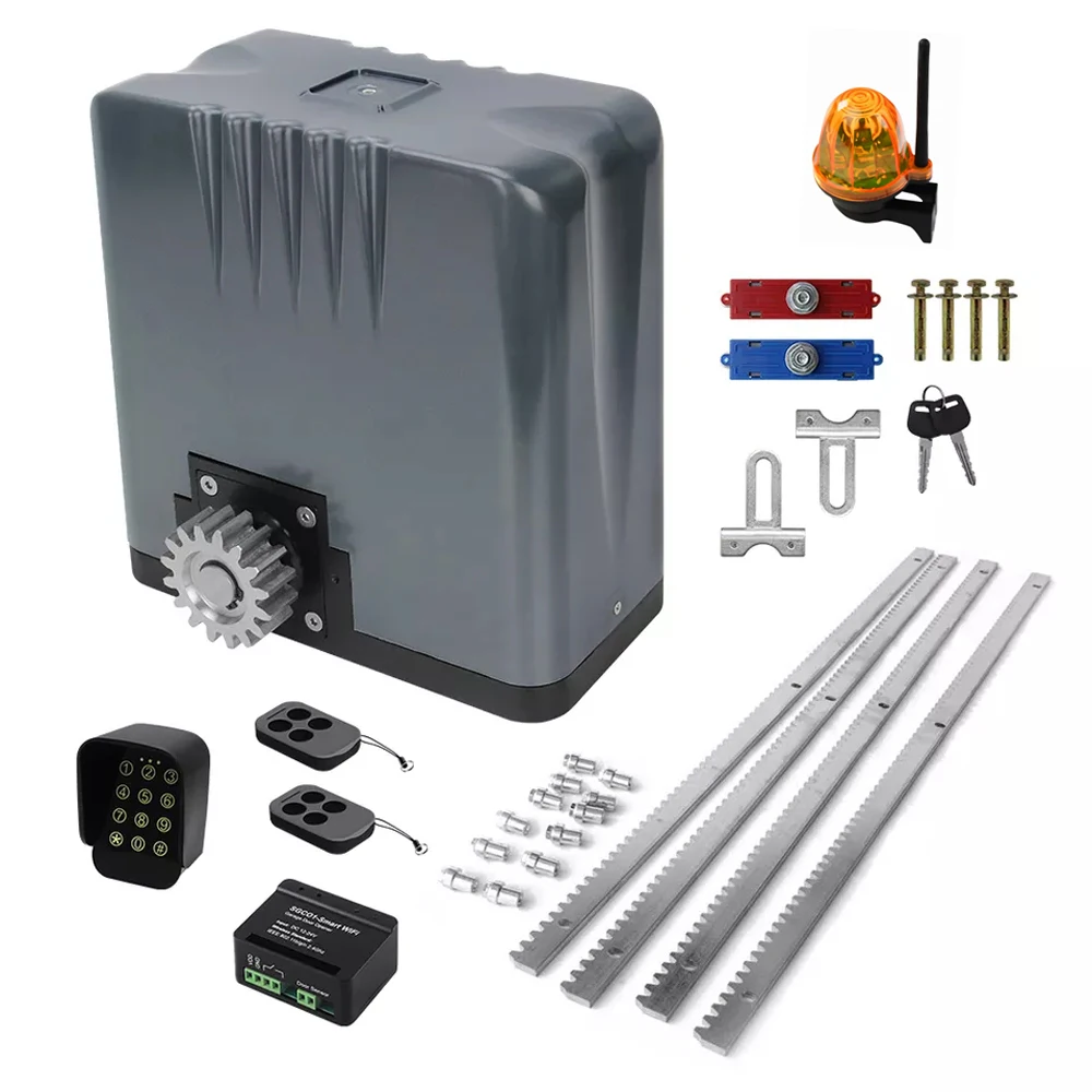 

1000KG Automatic Sliding Gate Opener Kit AC/DC Door Tractor Closer With 4m Steel Racks Operator WiFi Control Optional