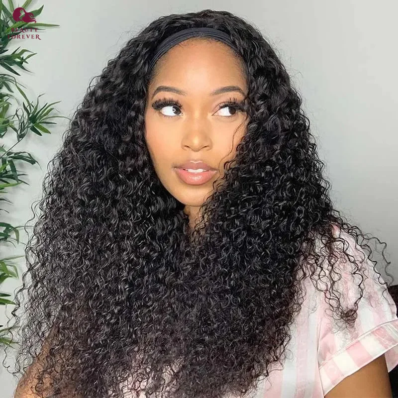 

Beauty Forever Glueless Headband Wig Curly Human Hair Wig Brazilian Water Wave Headband Wig for Women Beginner Friendly