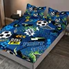 Fashion Cartoon Football Print Fitted Sheet Set Soft Comfortable Breathable Bedding Mattress Protector Set For Bedroom 3