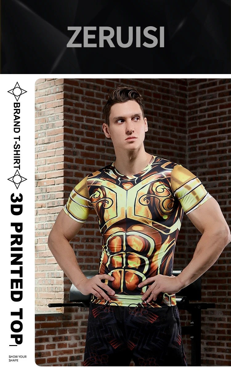 Einzigartiges Design, Kompressions-T-Shirt, feuchtigkeitsableitendes Material für intensive Sportaktivitäten – Detail 1