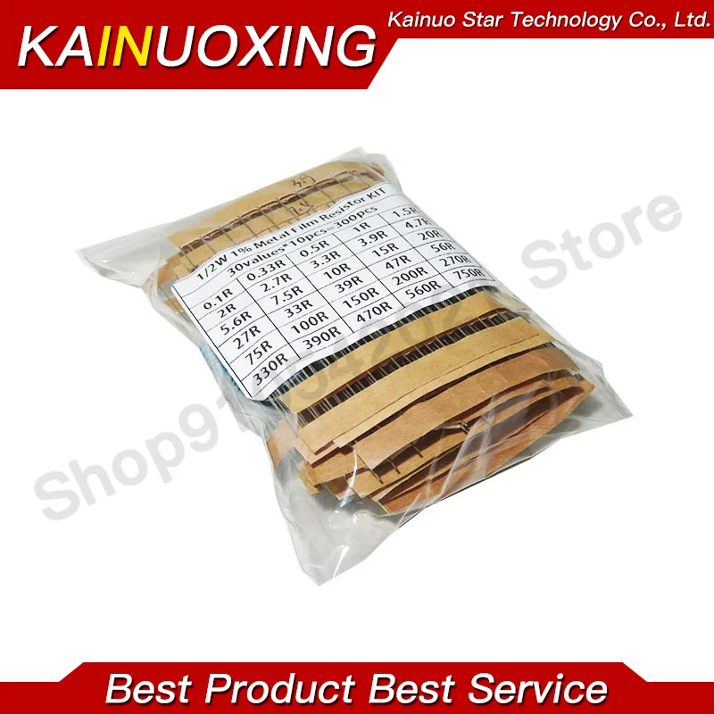 1/4W 1/2W 1W 2W 3W Resistance 1% Metal Film Resistor Assortment Kit Set 30Kinds Each 10PCS 0.1R~750R 1K~820K 10R~1M Ohm 300PCS