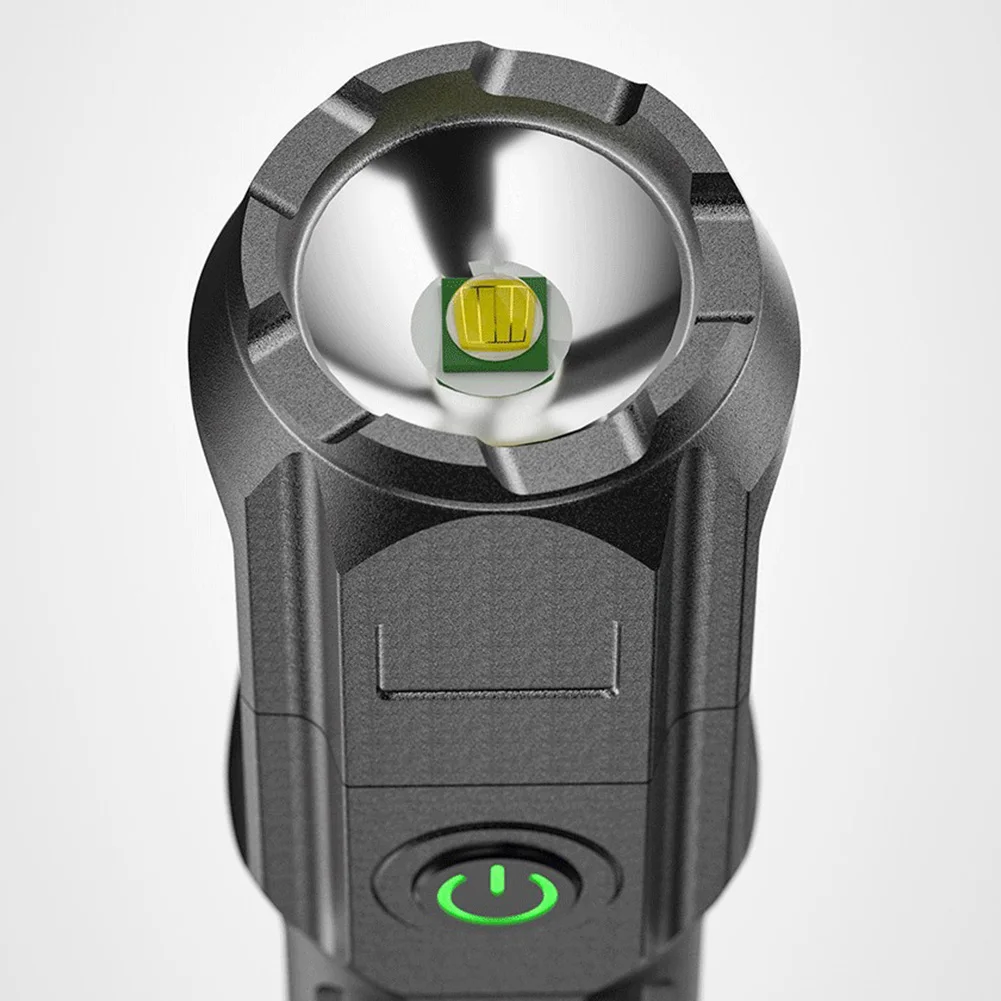 Powerful LED Flashlight Anti-Slip Portable Camping Light Waterproof Super Bright Flashlight USB Charging for Outdoor Camping Use