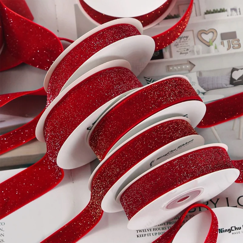 6/10/20/38mm Christmas Velvet Bow Gift Ribbon Packaging For Decoration
