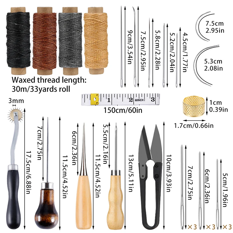 LMDZ 32 Pcs Leather Needles Hand SewingTriangular Needles In 4 Size With  Wooden Needle Case For Stitching And Sewing - AliExpress