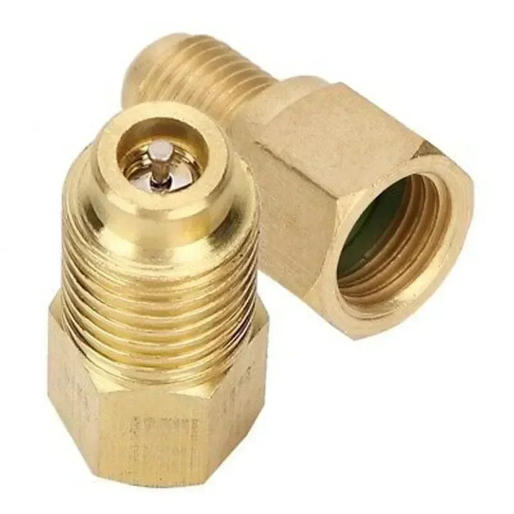 New Practical Quality R1234yf Adapter R22 1/2&rdquo; ACME LH 1/4&rdquo; SAE 2 Pcs Charging Removable Repairing Solid Brass