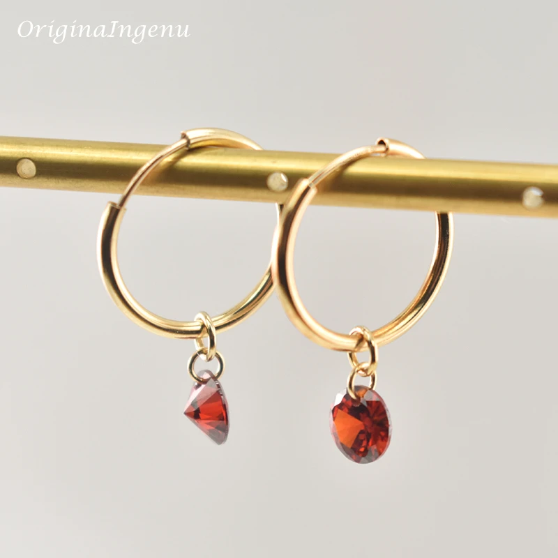 Birthstone Earrings 14K Gold Filled Hoop Earrings Fine Jewelry 15MM Hoop Earrings Brincos Pendientes Oorbellen Boho Earrings