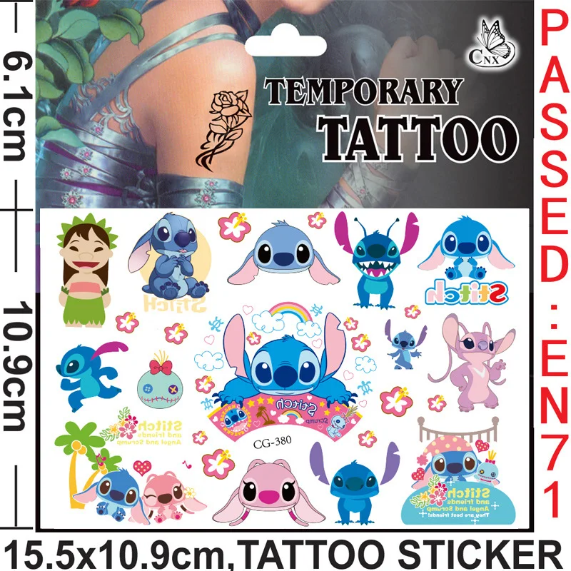 New Interstellar Baby Stitch Cartoon Tattoo Stickers Children Stitch Water Transfer Disposable Tattoo Stickers Toys Kawaii Gift 4