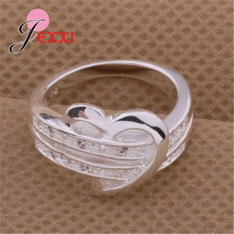 Engagement Ring Heart Shape Double Rows Design 925 Sterling Silver Rings for Women Gift silver heart ring silver rings silver ring