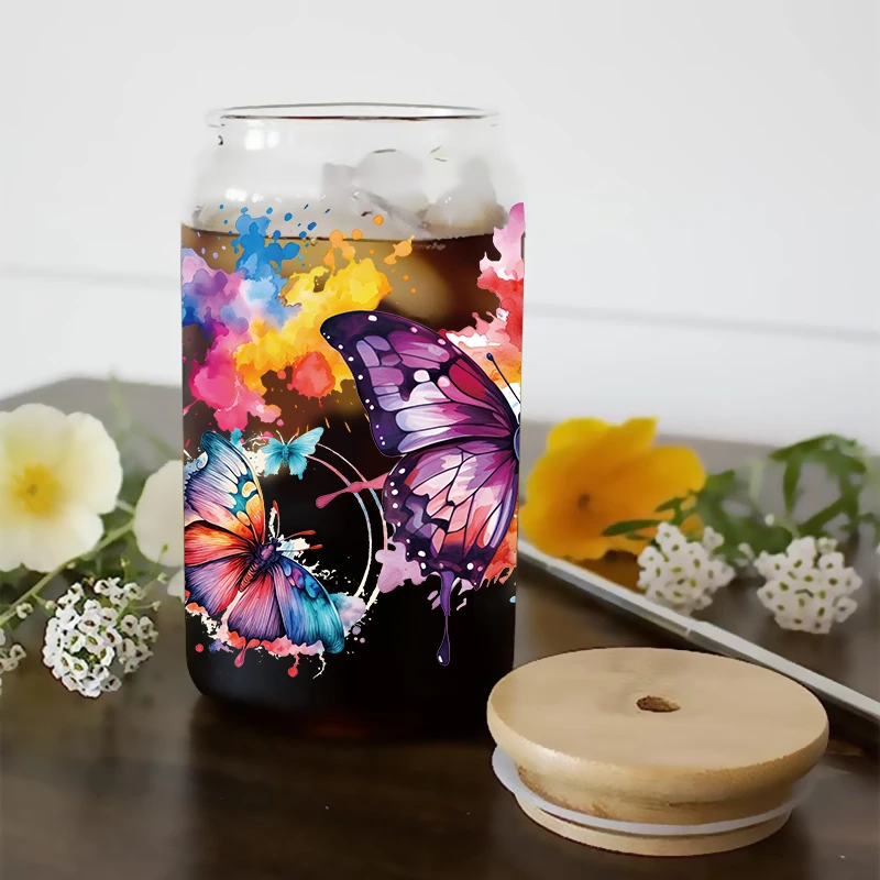 UV DTF Transfer Sticker Butterfly 16oz Libbey Glasses Wraps Bottles Cup Can DIY Waterproof Decals D24836