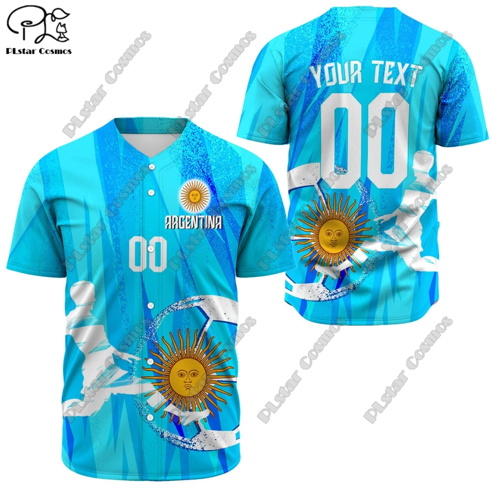 Maglia Da Baseball Personalizzata In Stile Calcio Argentino Stampa 3D Uomo Donna Maglia Da Baseball Universale Serie Sportiva