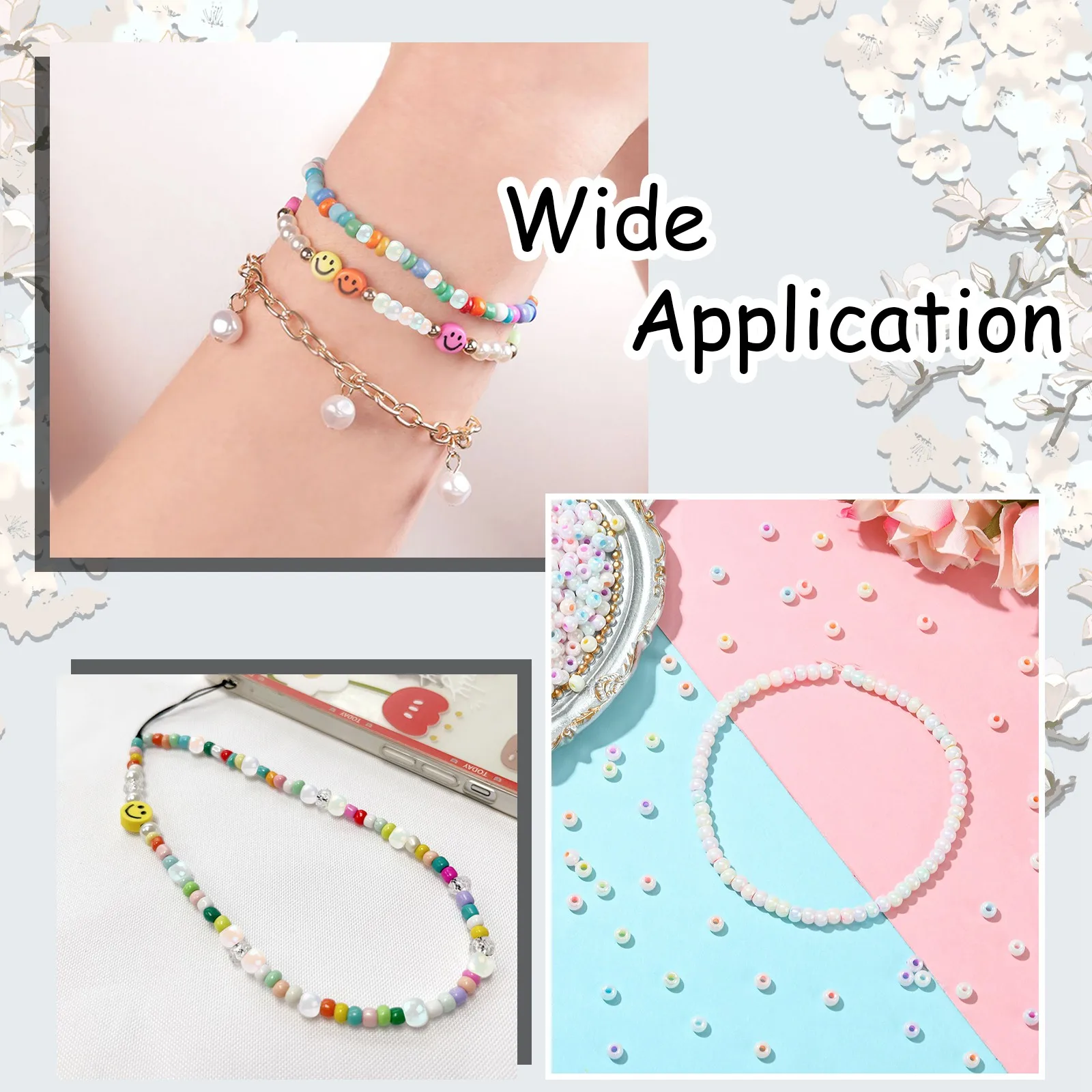 1200 Stück 8 Farben innen Glas-Rocailles, 4 mm, runde Perlen, kleine Perlen in Perlen, Pony-Perlen für Schmuck, Basteln, DIY-Zubehör – Detail 7