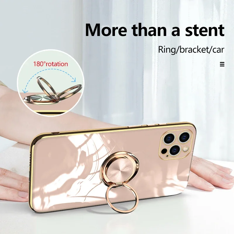 Magnetic Ring Holder Shockproof Silicone Kickstand Case - Universal Phone Cover